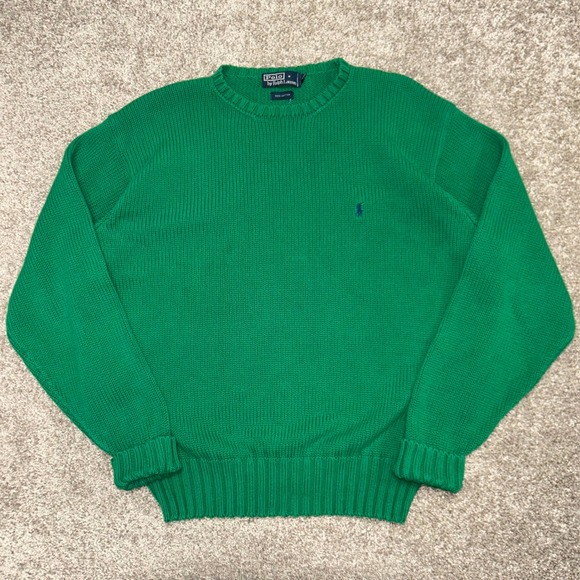 Polo Ralph Lauren Other - Vintage Polo Ralph Lauren Crewneck Sweater Men Size Large Green Cotton Hong Kong